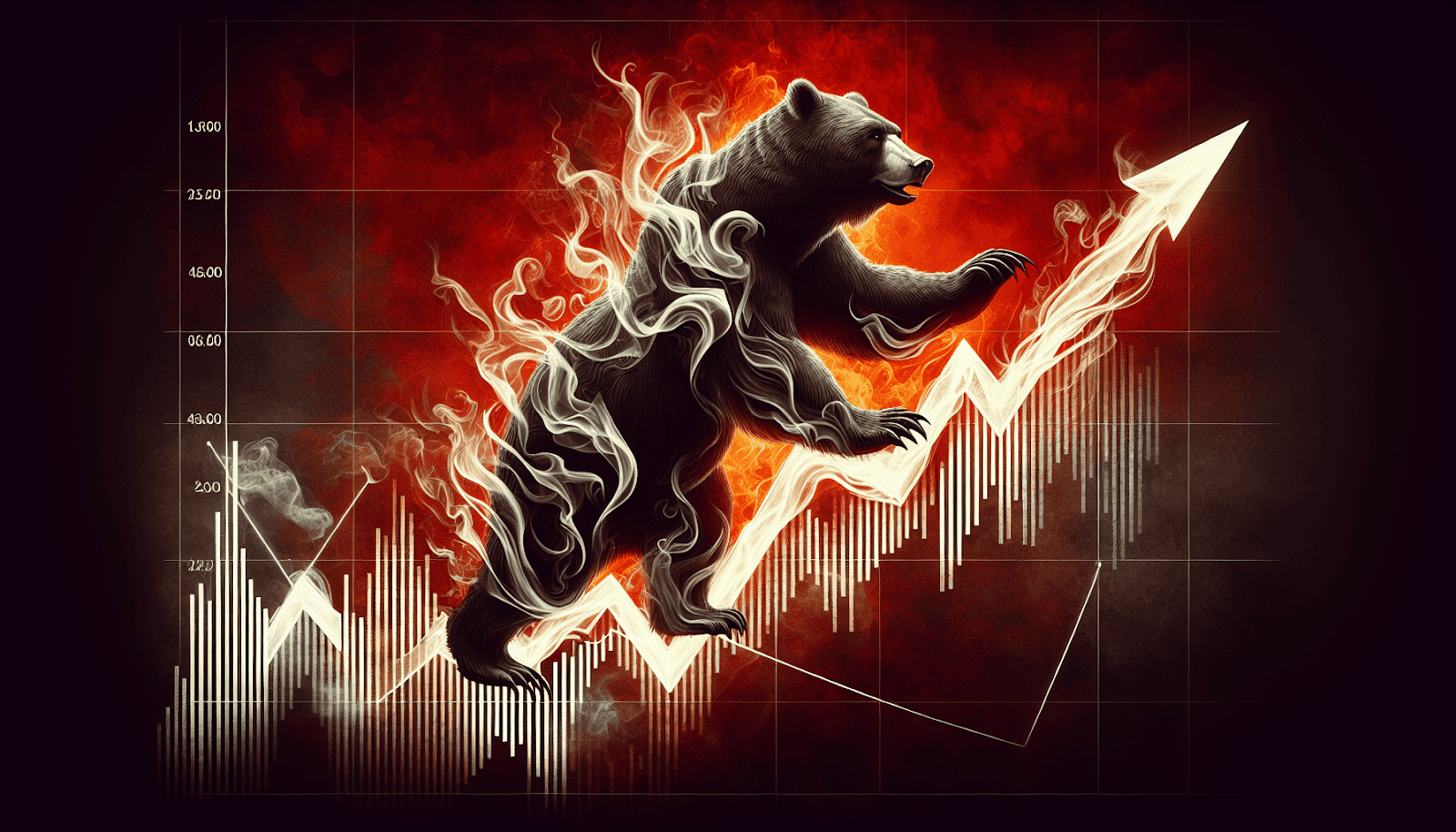 Illustration of a bearish breakout in a rising wedge pattern