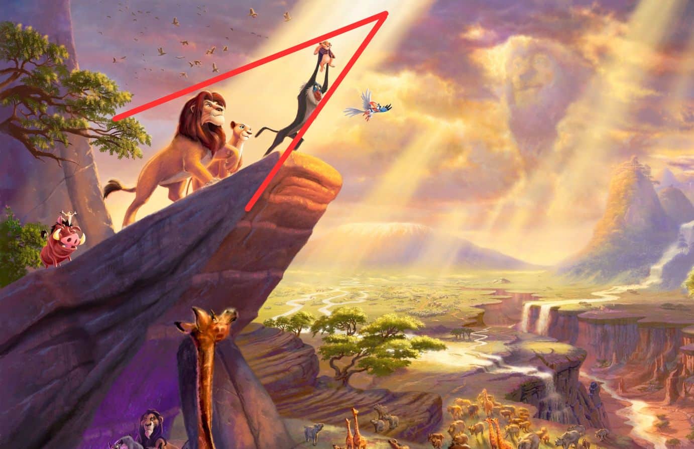 Lion king famous scene with rising wedge overlay.